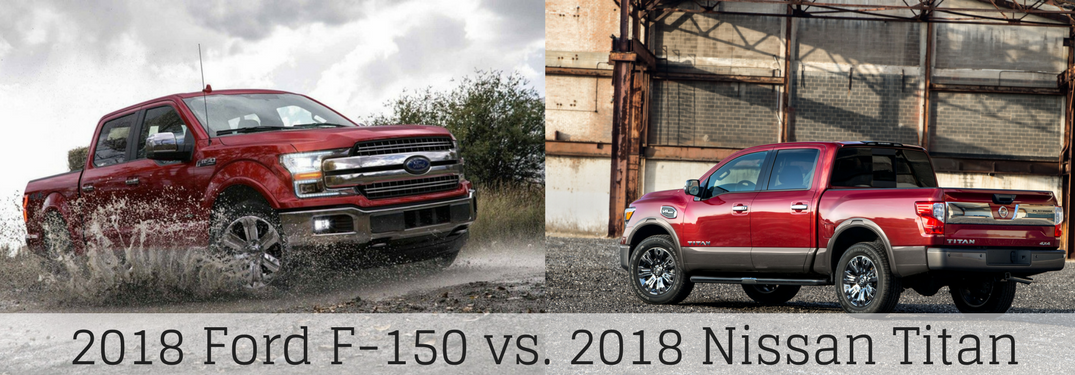 2018 Ford F-150 in red & 2018 Nissan Titan in red