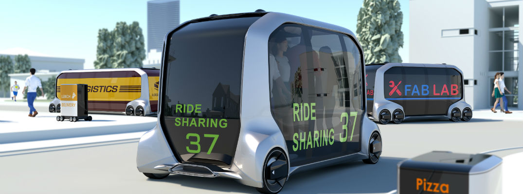 A photo illustration of future cloud-connected toyota concept vehicles