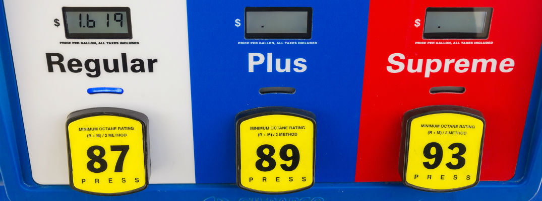 A stock photo of a gas pump with different grades of gasoline.