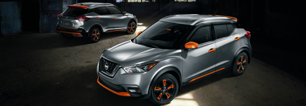 gray nissan kicks with orange trim