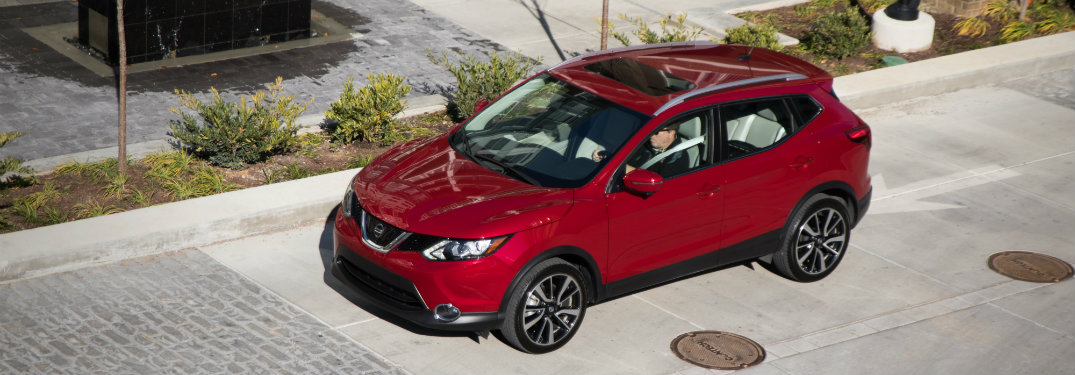 aerial view of red nissan rogue sport