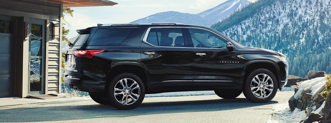 2018 Chevy Traverse Parked Next to a Mountainside