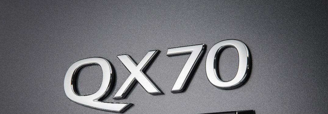 closeup of QX70 logo