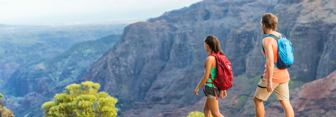 Couple hiking in the mountains