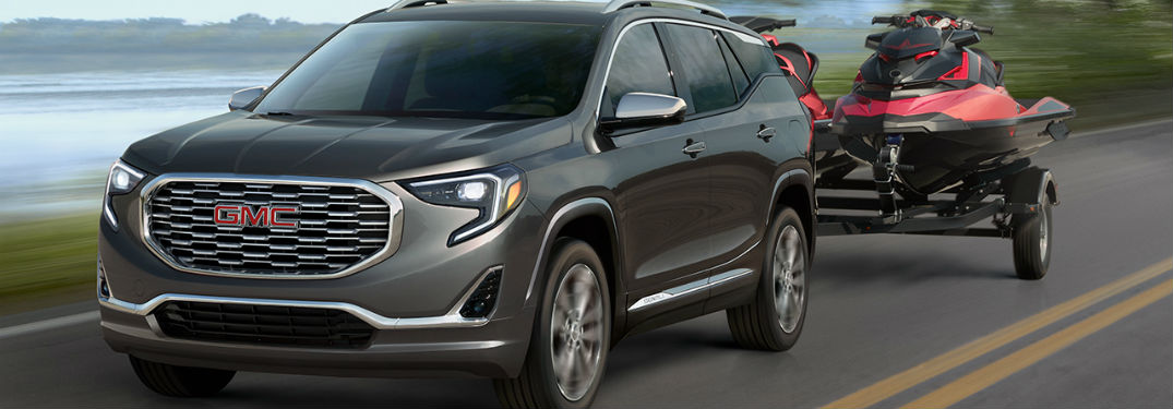 2019 GMC Terrain exterior front fascia and drivers side towing trailer