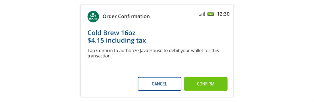 Java House Cold Brew Order Confirmation Example