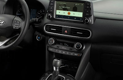 2020 Hyundai Kona interior center console and infotainment center