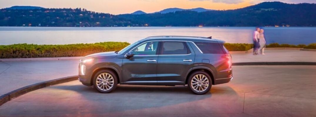 Exterior view of a gray 2020 Hyundai Palisade