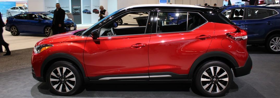 Side profile of the 2018 Nissan Kicks on display at the Chicago Auto Show