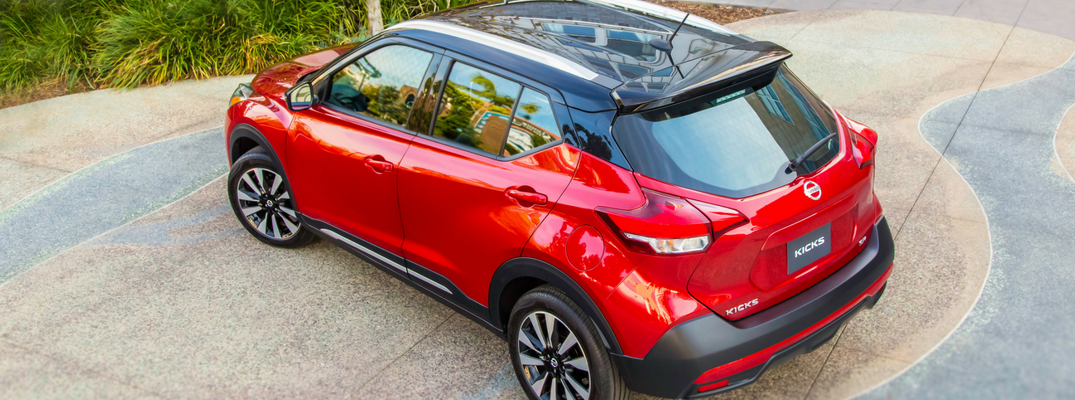 2018 Nissan Kicks Overhead Rear View of Red Exterior