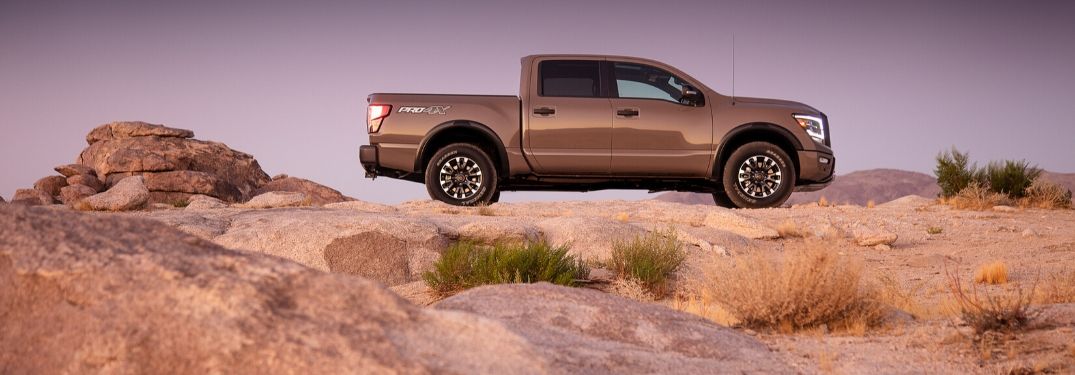 2020 Nissan TITAN on top of rock
