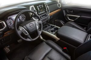 Interior front dash and touchscreen display on 2020 Nissan TITAN