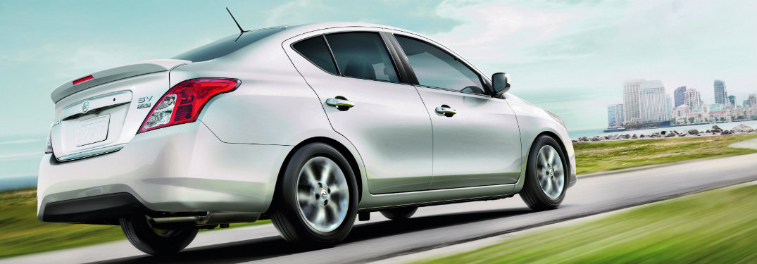 2019 Nissan Versa sedan driving to the city