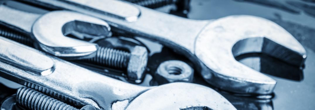 A set of tools and wrenches