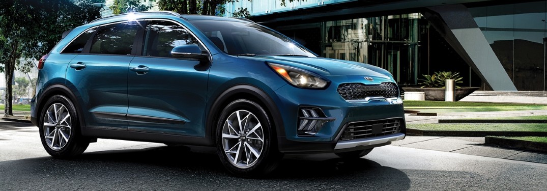2020 Kia Niro driving down a city street