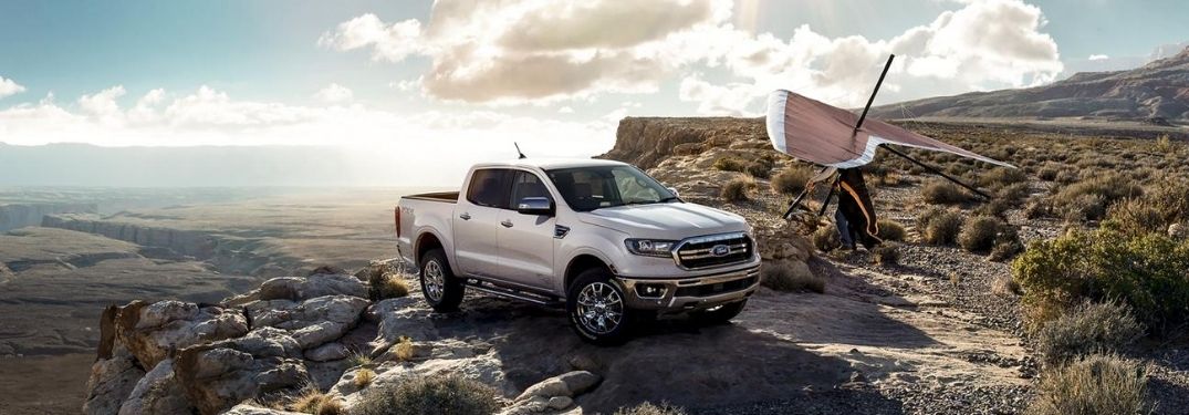 2020 Ford Ranger parked outside near a clif