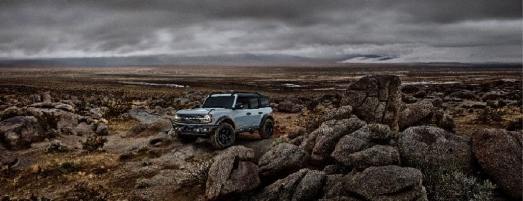 2021 Ford Bronco by some rocks
