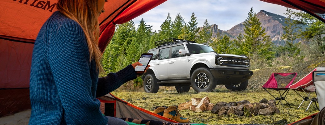 2021 Ford Bronco Outer Banks with a tent