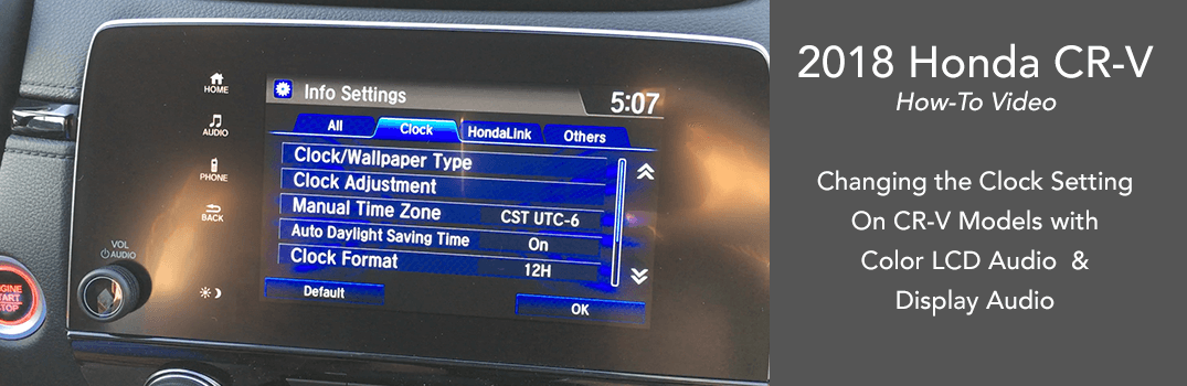 setting the clock on a 2018 honda crv