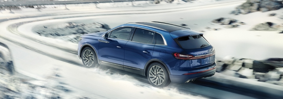2020 Lincoln Nautilus going down a snow covered road