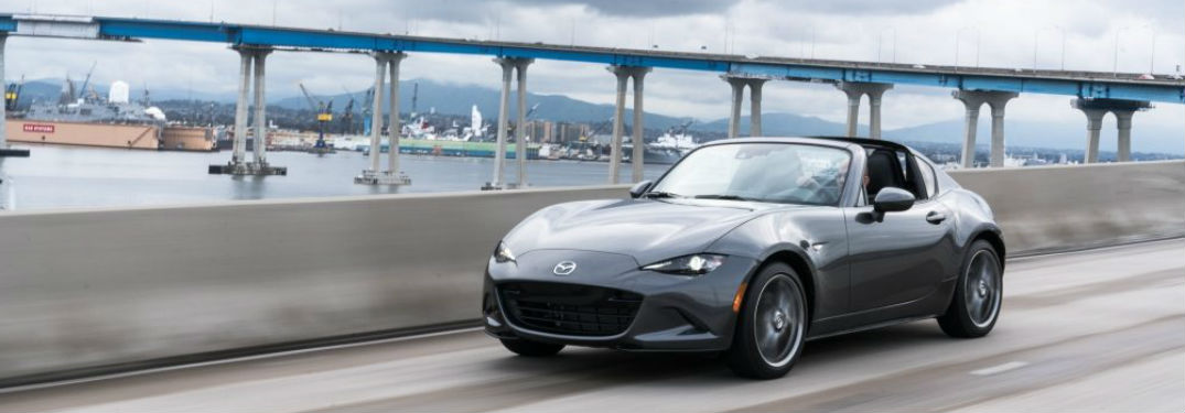 2019 Mazda Miata MX-5 RF exterior front fascia and drivers side on bridge