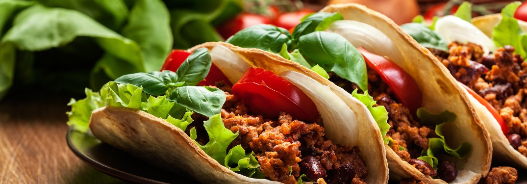 Close up of a plate of tacos