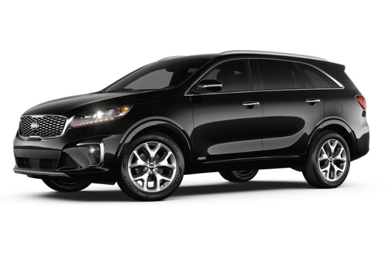 Ebony Black 2020 Kia Sorento on White Background