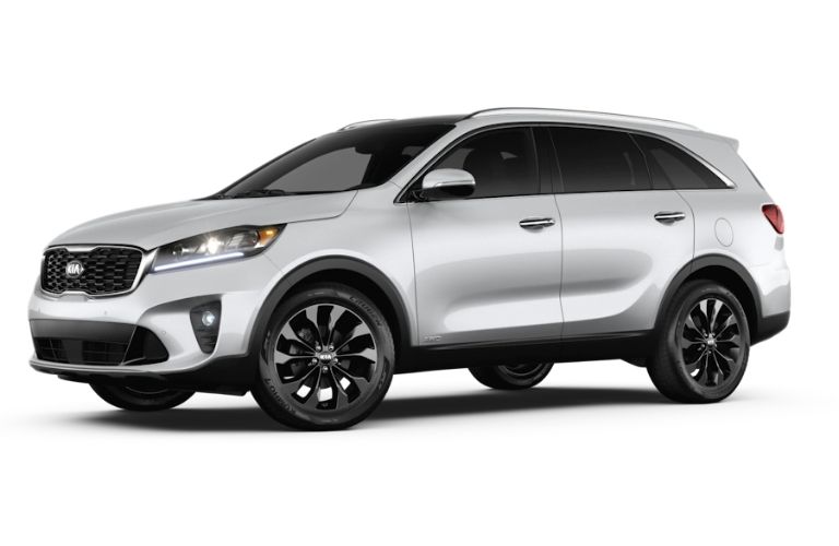 Sparkling Silver 2020 Kia Sorento on White Background