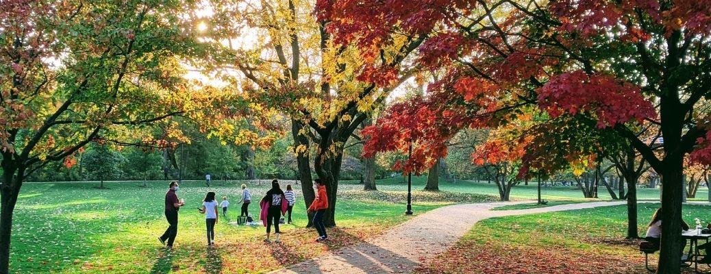 Family playing in a park in Concord, CA