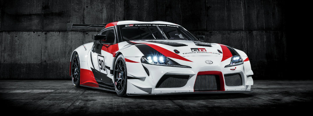 Toyota GR Supra concept shown inside warehouse