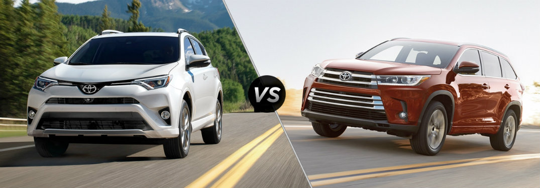 white toyota rav4 compared to red toyota highlander