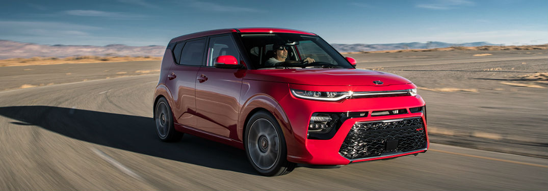 2020 Kia Soul driving on a road