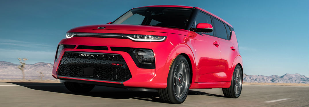 2020 Kia Soul driving on a road