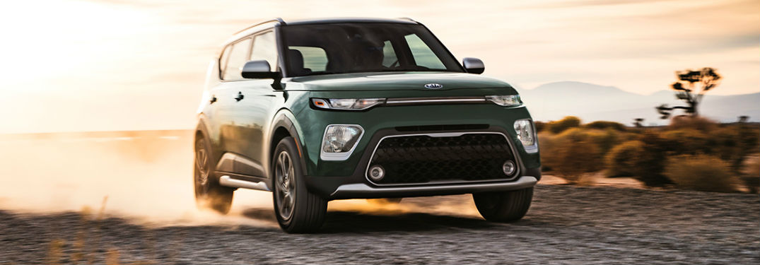 2020 Kia Soul driving on a dirt road
