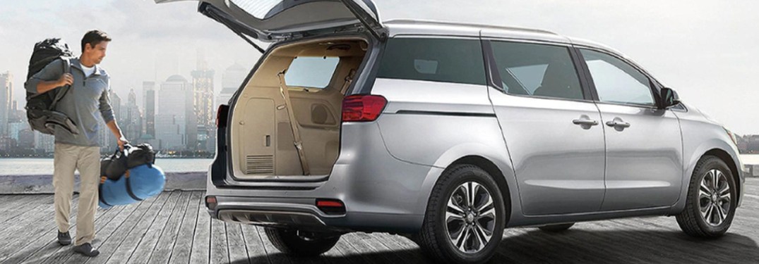 2021 Kia Sedona parked with rear tailgate open