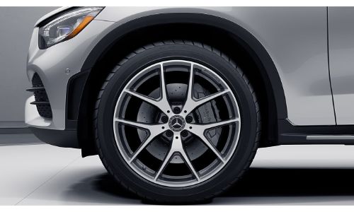2020 Mercedes-Benz GLC SUV grey paint close up of wheel symmetrical
