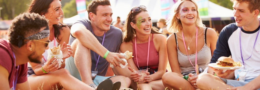 group of friends enjoying a festival