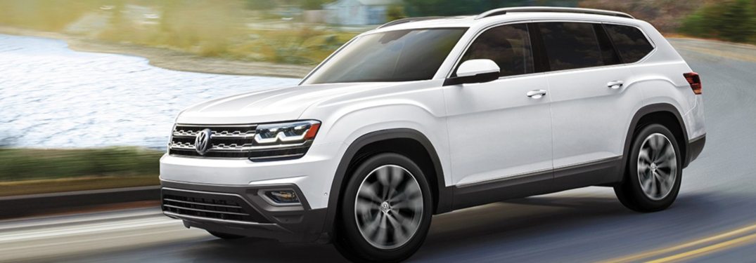 2020 Volkswagen Atlas driving down a winding road