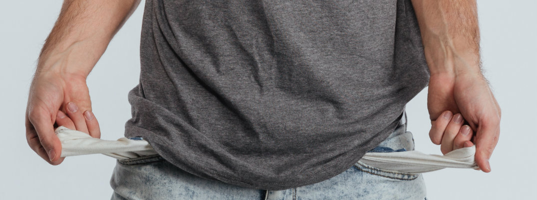 Empty out-turned pockets