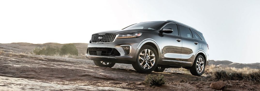 Exterior view of a gray 2020 Kia Sorento