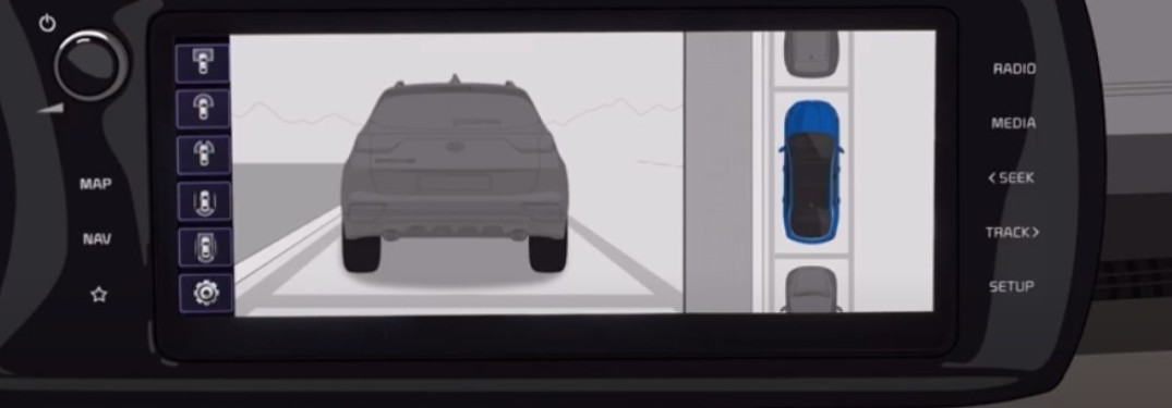 Cartoon demonstration of the Kia Surround View Monitor