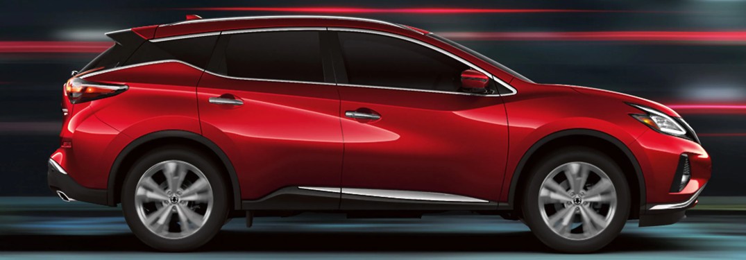 2020 Nissan Murano red with red light streaks surreal background