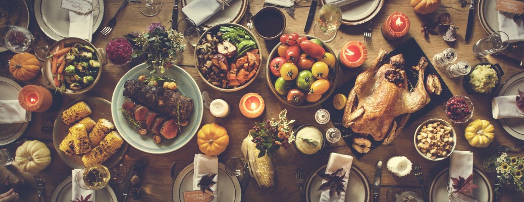 Huge spread of Thanksgiving food
