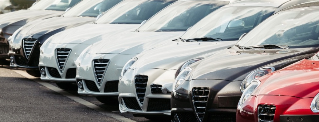 Front end of cars in a line