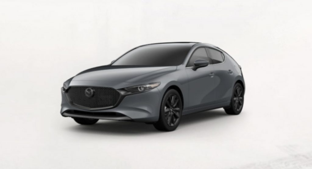 Polymetal Gray Metallic 2020 Mazda3 Hatchback on White Background