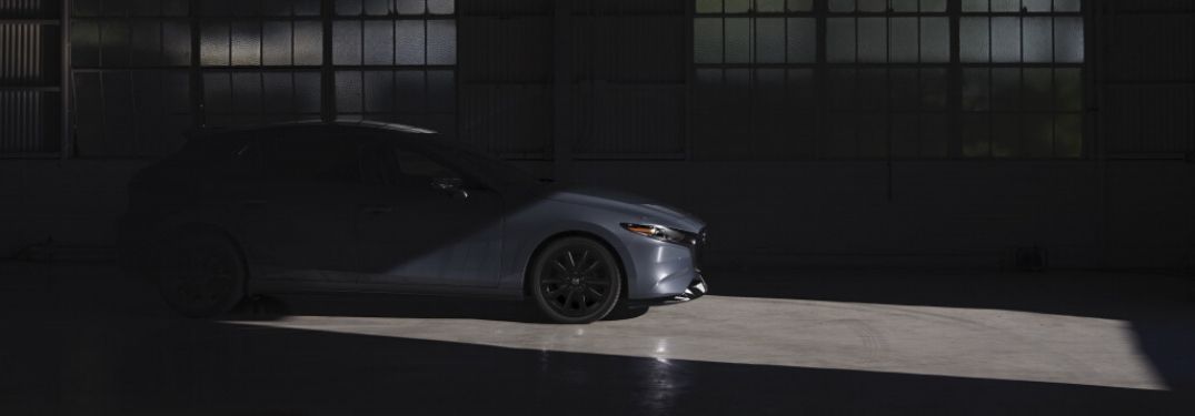 Gray 2021 Mazda3 2.5 Turbo in a Dark Garage