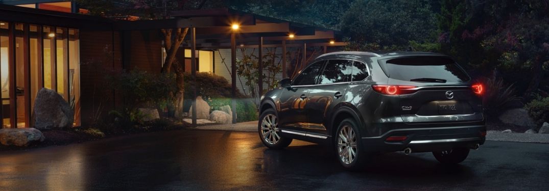 Gray 2021 Mazda CX-9 Rear Exterior in a Driveway