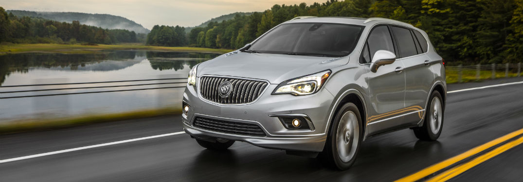 Driver side exterior view of a gray 2018 Buick Envision