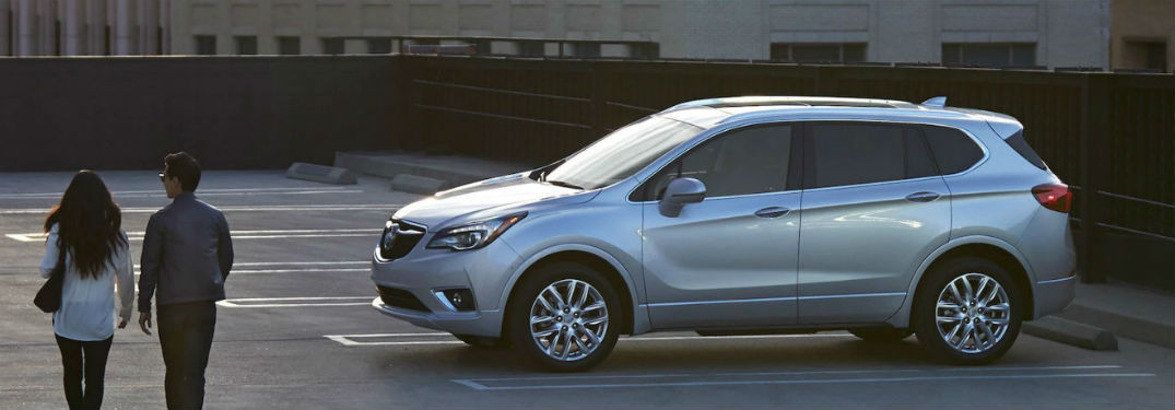 Driver side exterior view of a gray 2019 Buick Envision