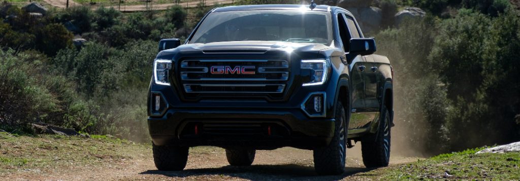 Front view of black 2019 GMC Sierra 1500 AT4